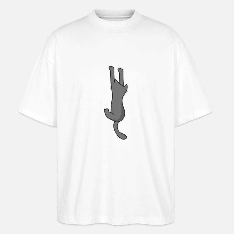 Chat gris espiègle, chats d’amour - T-shirt bio Blaster 2.0 coupe oversize Stanley/Stella Unisexe - blanc