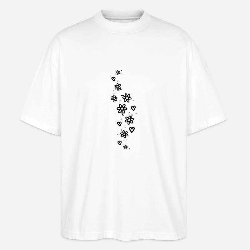 Blumen Glitzer - Stanley/Stella Oversized Unisex Bio T-Shirt Blaster 2.0 - Weiß