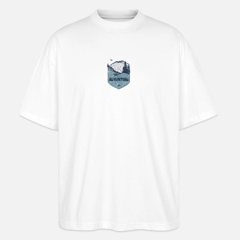 Badge d’aventure en VTT - T-shirt bio Blaster 2.0 coupe oversize Stanley/Stella Unisexe - blanc