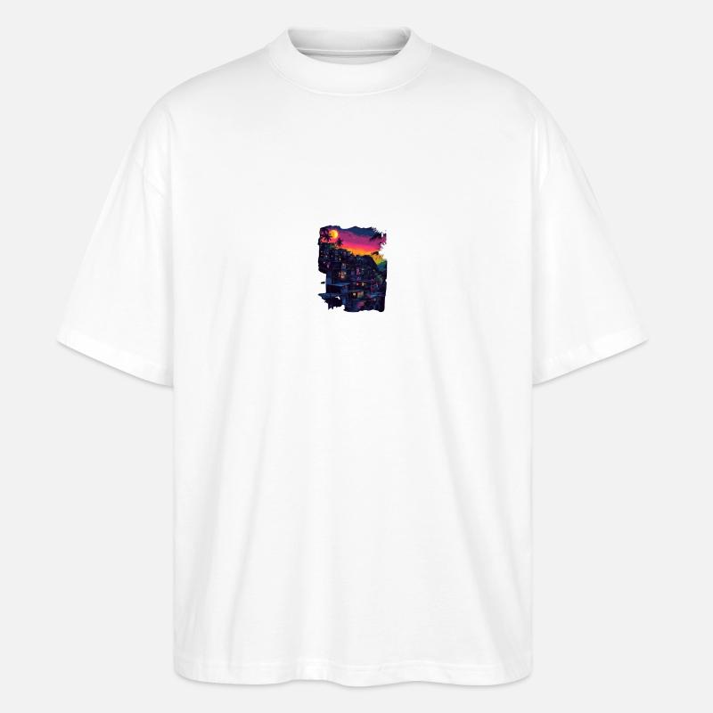 Favela bei Nacht - Stanley/Stella Oversized Unisex Bio T-Shirt Blaster 2.0 - Weiß