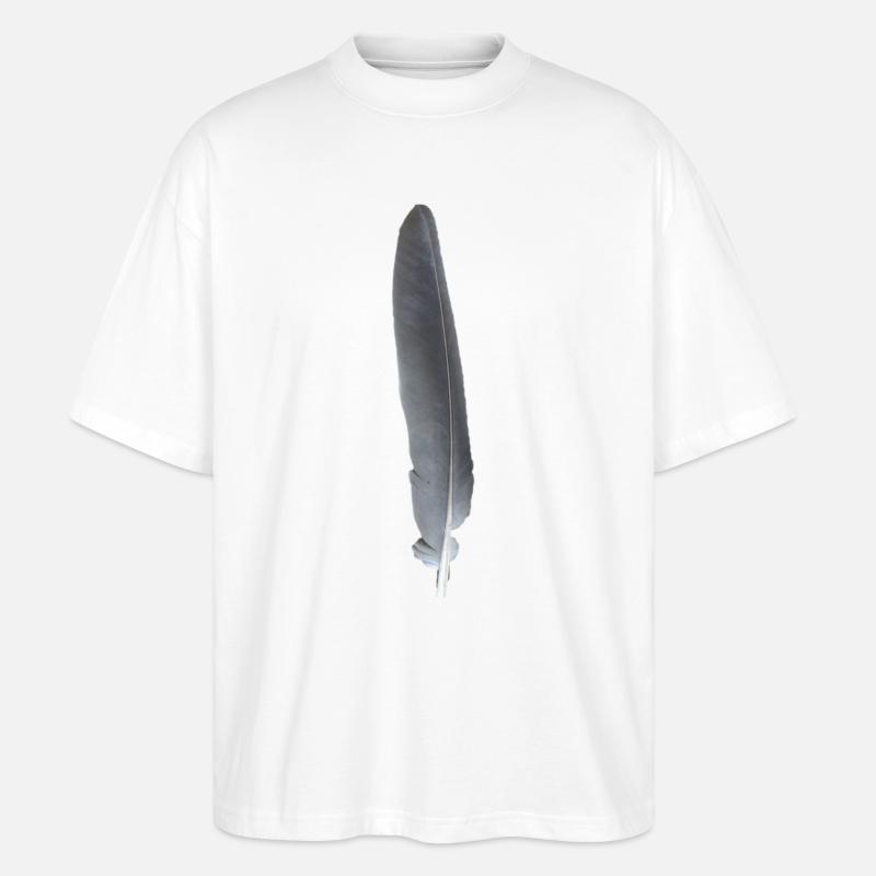 Blaugraue Feder Muster - Stanley/Stella Oversized Unisex Bio T-Shirt Blaster 2.0 - Weiß