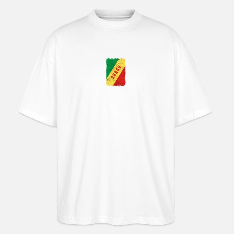Drapeau du Congo - T-shirt bio Blaster 2.0 coupe oversize Stanley/Stella Unisexe - blanc