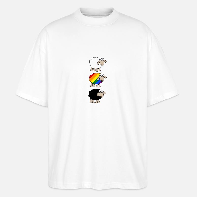 Regenbogen Schaf - Stanley/Stella Oversized Unisex Bio T-Shirt Blaster 2.0 - Weiß