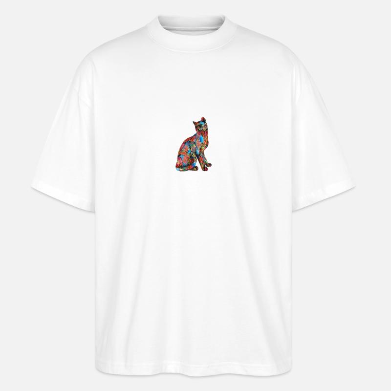Katze Graffiti - Stanley/Stella Oversized Unisex Bio T-Shirt Blaster 2.0 - Weiß