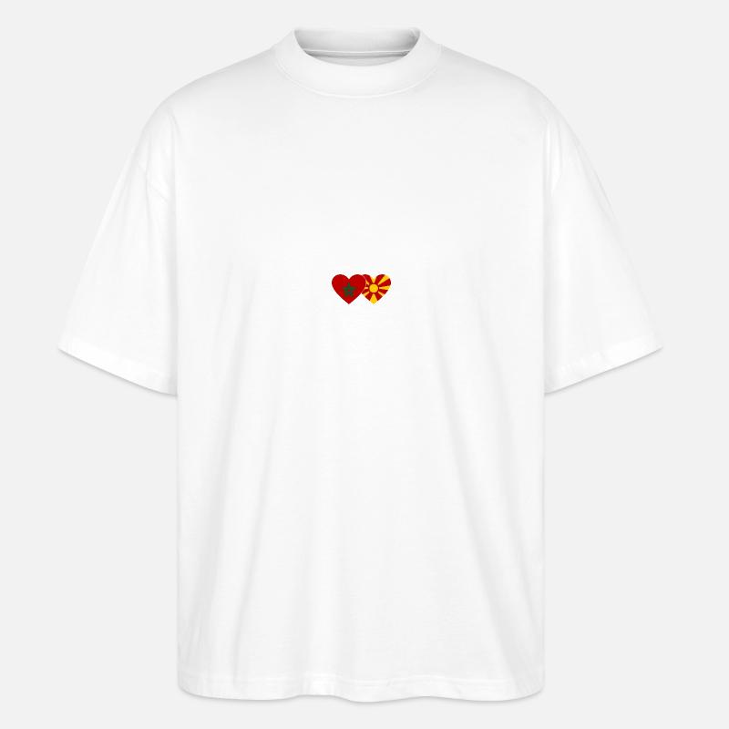 Maroc Macédoine Drapeau Coeur - T-shirt bio Blaster 2.0 coupe oversize Stanley/Stella Unisexe - blanc