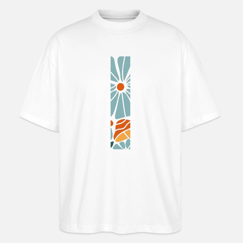 Buchstabe i Blumen groovy Geschenkidee - Stanley/Stella Oversized Unisex Bio T-Shirt Blaster 2.0 - Weiß