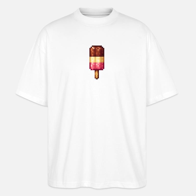Retro Pixel Eis am Stiel - Stanley/Stella Oversized Unisex Bio T-Shirt Blaster 2.0 - Weiß