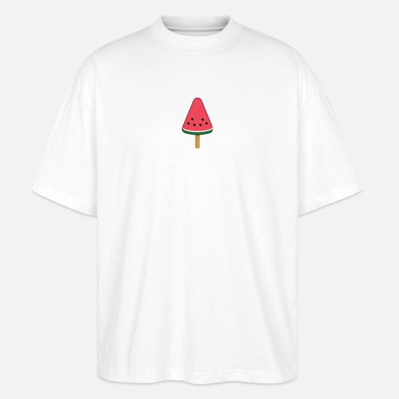 Tranche de popsicle à la pastèque - T-shirt bio Blaster 2.0 coupe oversize Stanley/Stella Unisexe - blanc