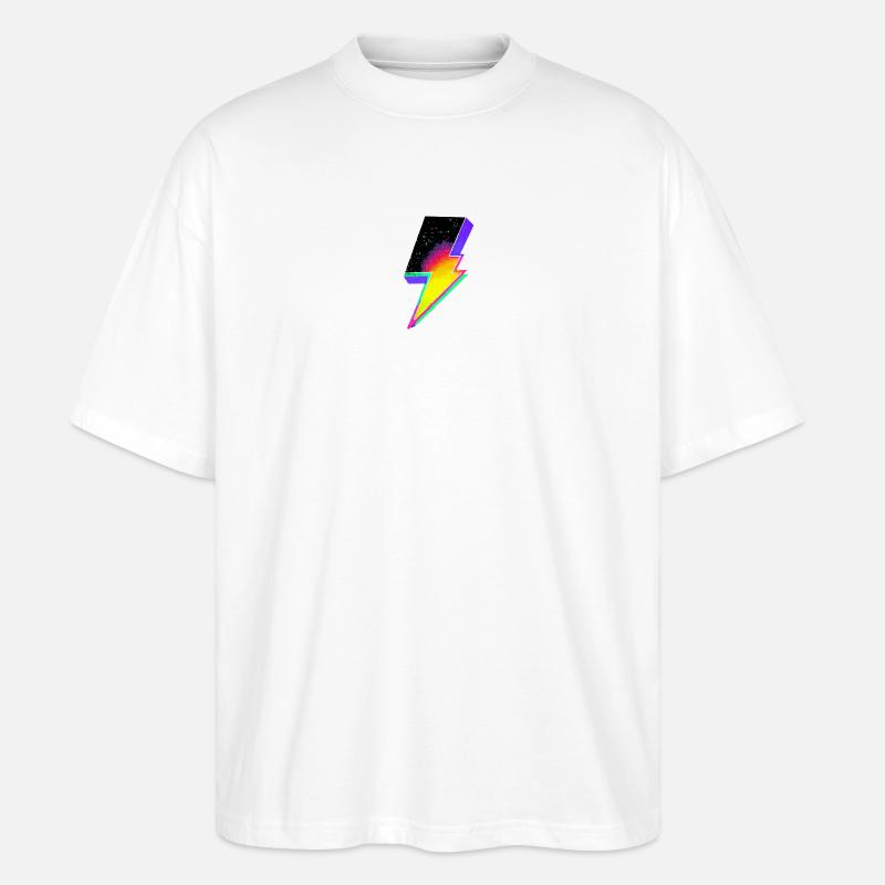 Neon-Regenbogen-Blitz-Emblem - Stanley/Stella Oversized Unisex Bio T-Shirt Blaster 2.0 - Weiß