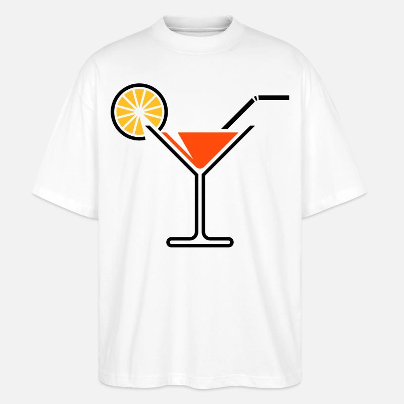 Cocktail / Cocktailglas / Martini + (Orange) - Stanley/Stella Oversized Unisex Bio T-Shirt Blaster 2.0 - Weiß