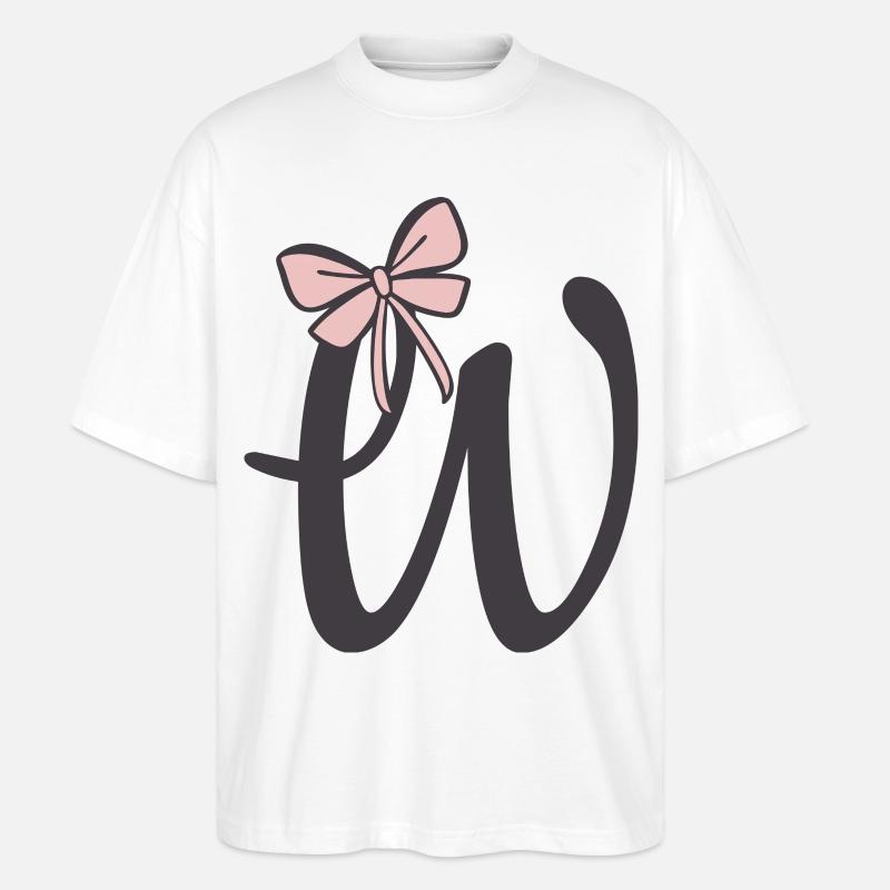 Anfangsbuchstabe W Schleifchen - Stanley/Stella Oversized Unisex Bio T-Shirt Blaster 2.0 - Weiß