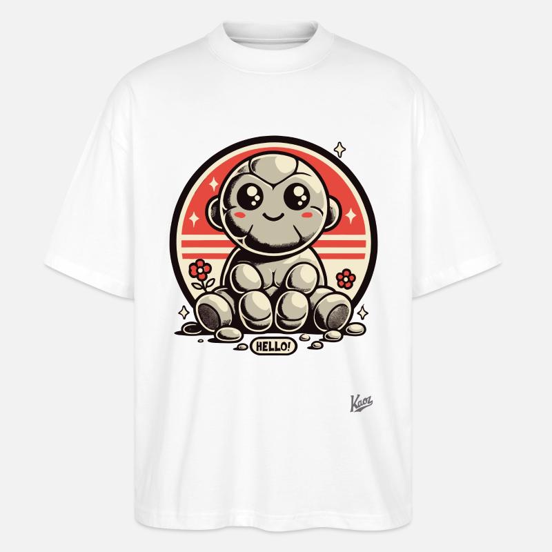 Hallo! Süßer Stein-Affe - Stanley/Stella Oversized Unisex Bio T-Shirt Blaster 2.0 - Weiß