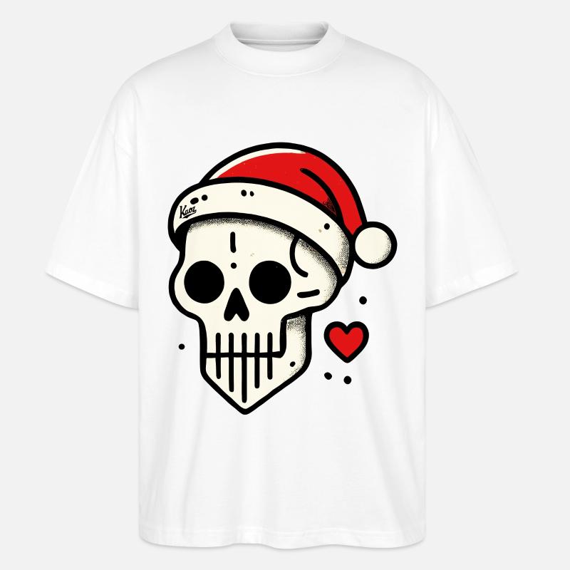 Crâne de Noël Crâne - T-shirt bio Blaster 2.0 coupe oversize Stanley/Stella Unisexe - blanc