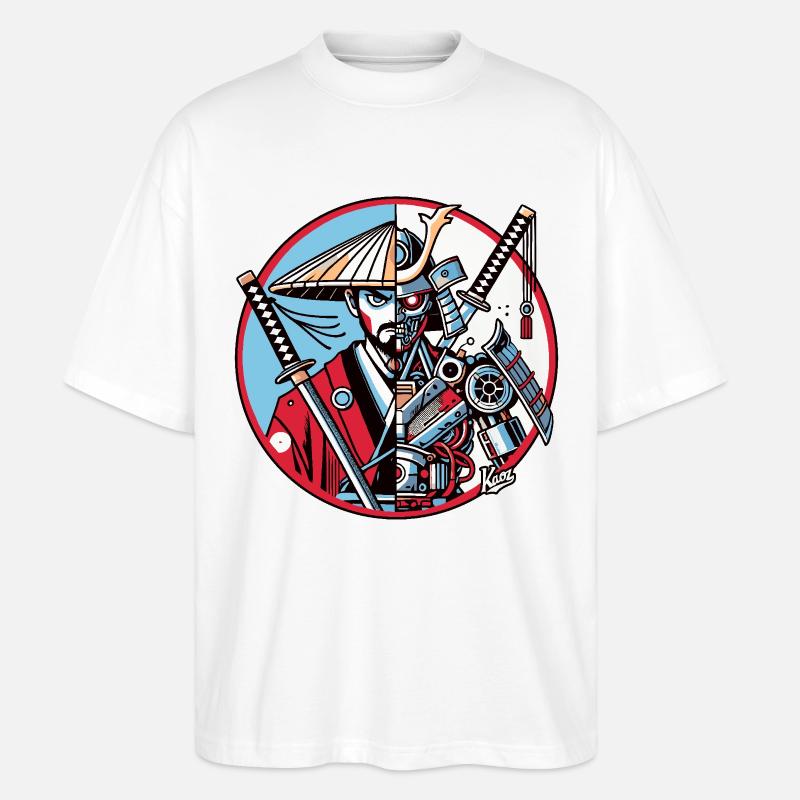 Samurai-Ronin oder Mecha-Shogun - Stanley/Stella Oversized Unisex Bio T-Shirt Blaster 2.0 - Weiß