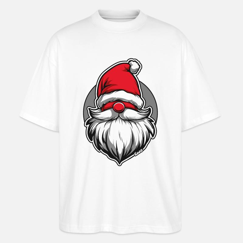 Weihnachtsmann als Gartenzwerg - Stanley/Stella Oversized Unisex Bio T-Shirt Blaster 2.0 - Weiß