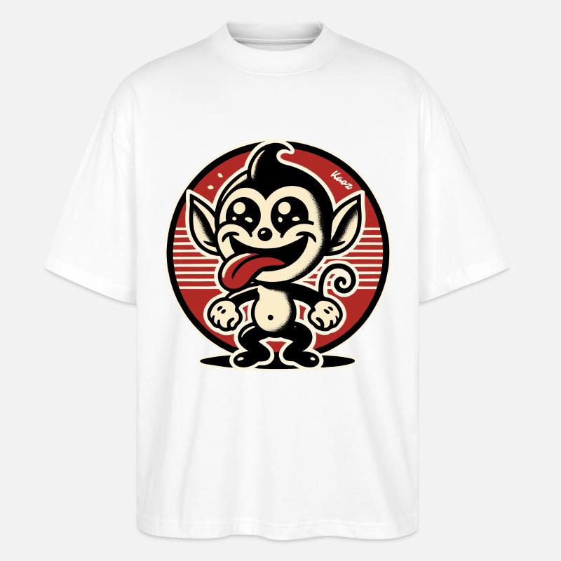 Fröhlicher kleiner Lausbuben-Affe - Stanley/Stella Oversized Unisex Bio T-Shirt Blaster 2.0 - Weiß