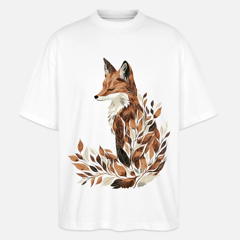 Renard, Automne, Feuilles, Feuillage - T-shirt bio Blaster 2.0 coupe oversize Stanley/Stella Unisexe - blanc