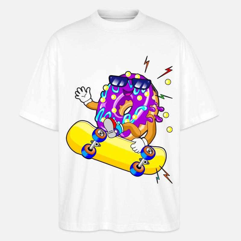 Donut Skateboard Skater - Stanley/Stella Oversized Unisex Bio T-Shirt Blaster 2.0 - Weiß