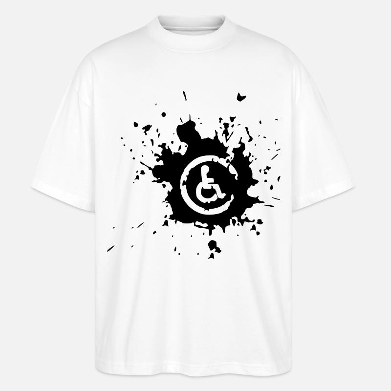 Éclaboussure d’image en fauteuil roulant # - T-shirt bio Blaster 2.0 coupe oversize Stanley/Stella Unisexe - blanc
