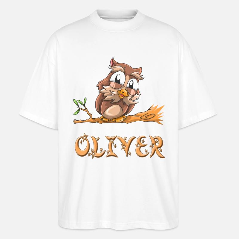 Eule Oliver - Stanley/Stella Oversized Unisex Bio T-Shirt Blaster 2.0 - Weiß