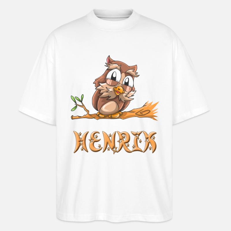 Eule Henrik - Stanley/Stella Oversized Unisex Bio T-Shirt Blaster 2.0 - Weiß