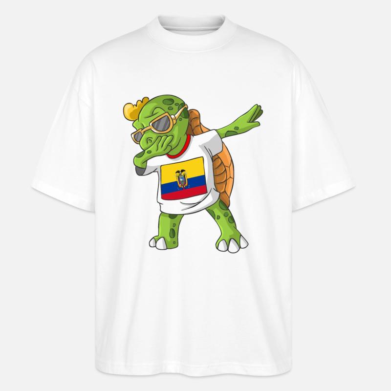Ecuador Dabbing Schildkröte - Stanley/Stella Oversized Unisex Bio T-Shirt Blaster 2.0 - Weiß
