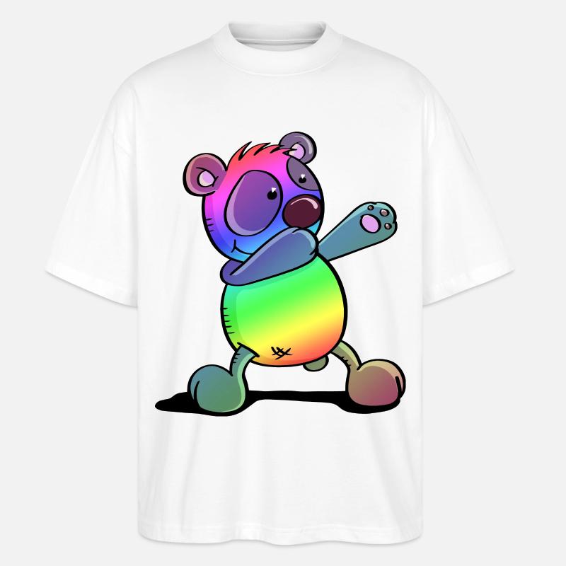 Bunter Pandabär - Dab Dance - Dabbing - Panda - Stanley/Stella Oversized Unisex Bio T-Shirt Blaster 2.0 - Weiß