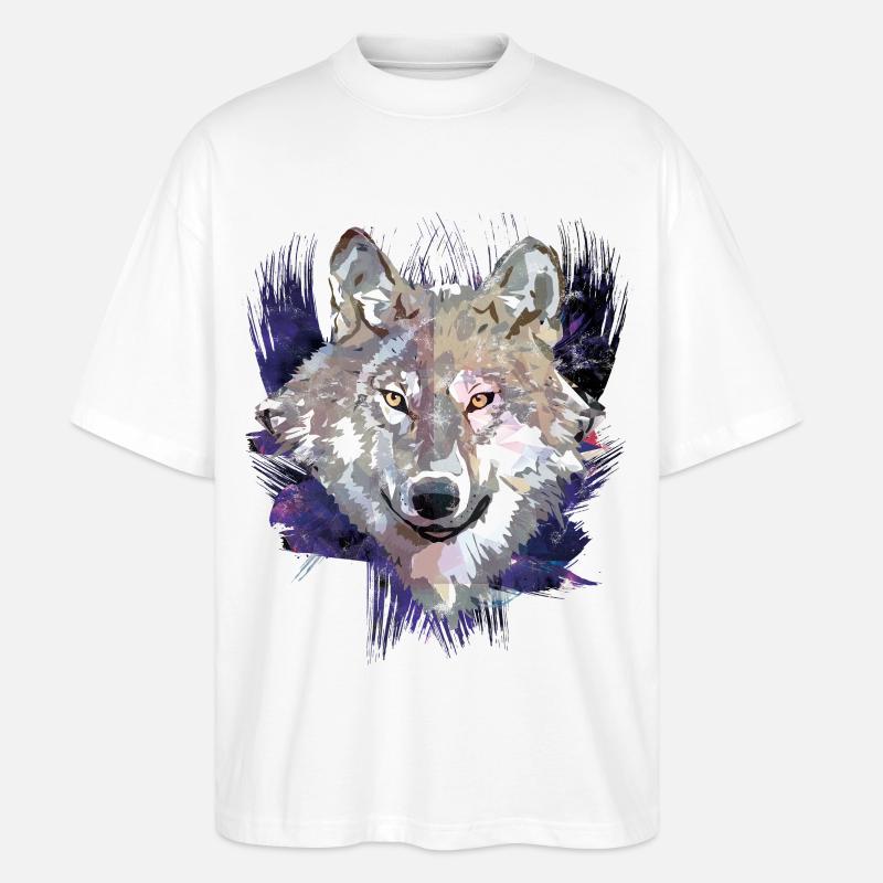 Wolf | Tier | Grauer Wolf - Stanley/Stella Oversized Unisex Bio T-Shirt Blaster 2.0 - Weiß