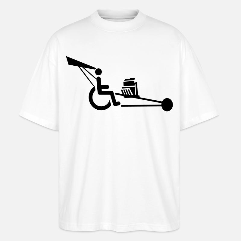 Bild eines Rollstuhls mit V8-Motor # - Stanley/Stella Oversized Unisex Bio T-Shirt Blaster 2.0 - Weiß