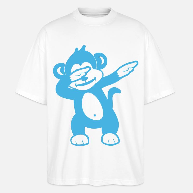 Blue Monkey Maskottchen – Verspieltes Design - Stanley/Stella Oversized Unisex Bio T-Shirt Blaster 2.0 - Weiß
