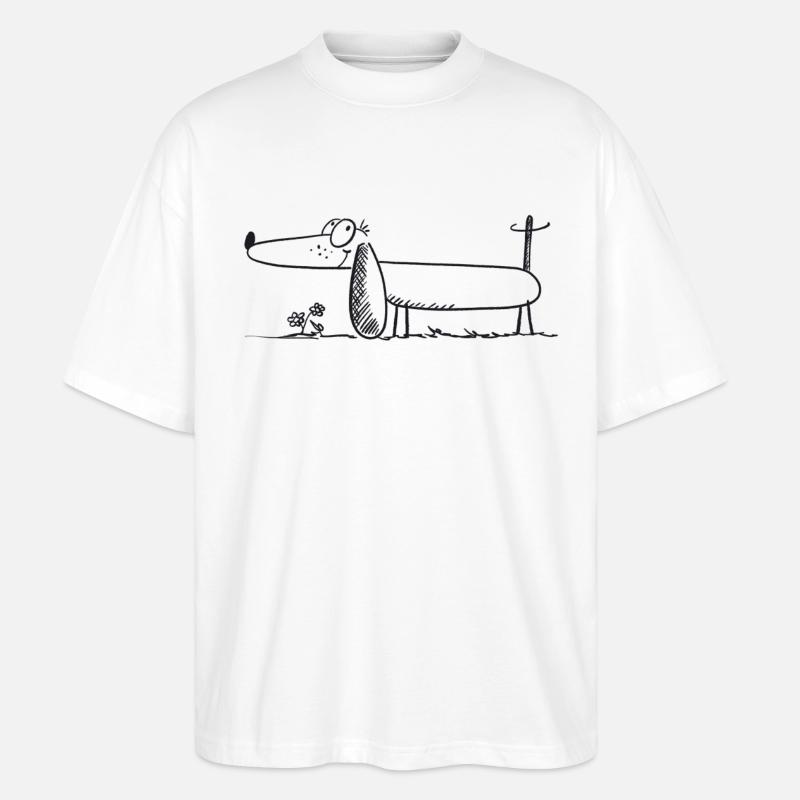 Witziger Dackel - Comic - Dachshund - Stanley/Stella Oversized Unisex Bio T-Shirt Blaster 2.0 - Weiß