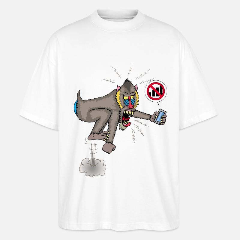 Affe und Handy - Stanley/Stella Oversized Unisex Bio T-Shirt Blaster 2.0 - Weiß
