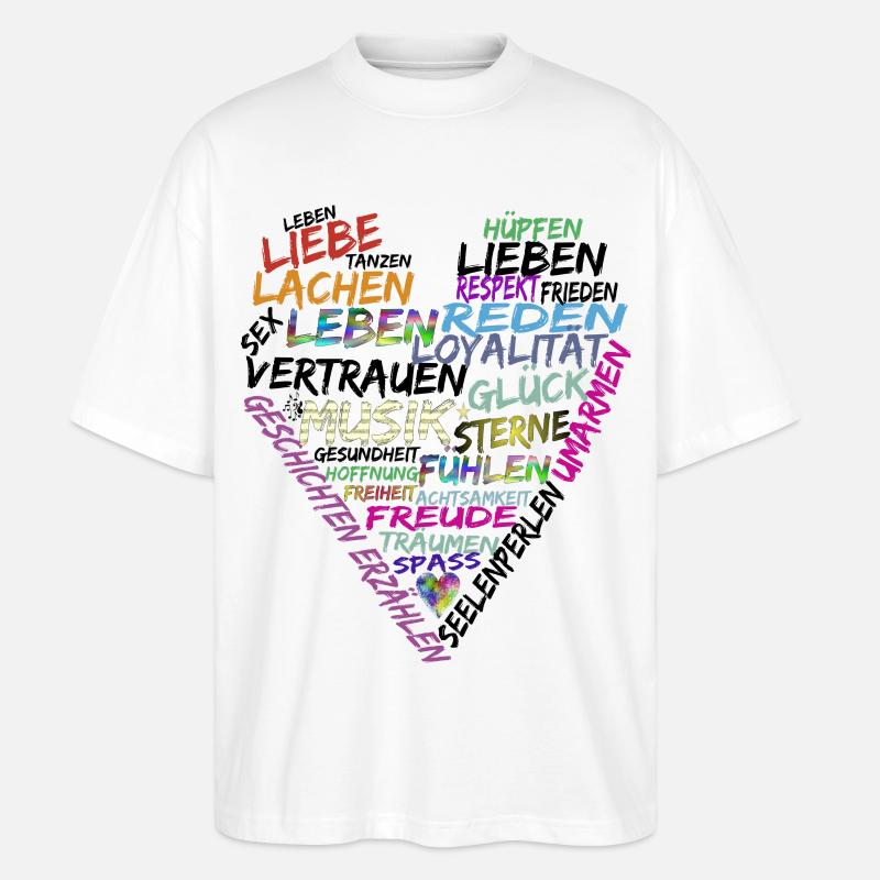 Herz Text - Stanley/Stella Oversized Unisex Bio T-Shirt Blaster 2.0 - Weiß