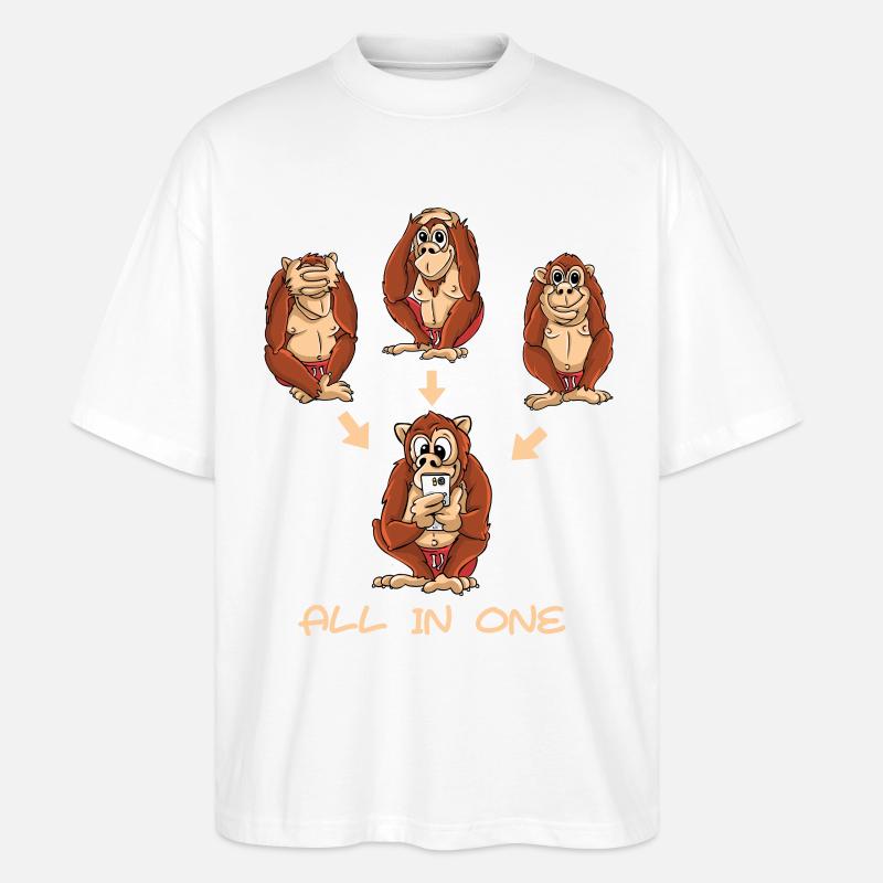 Les 3 singes - T-shirt bio Blaster 2.0 coupe oversize Stanley/Stella Unisexe - blanc