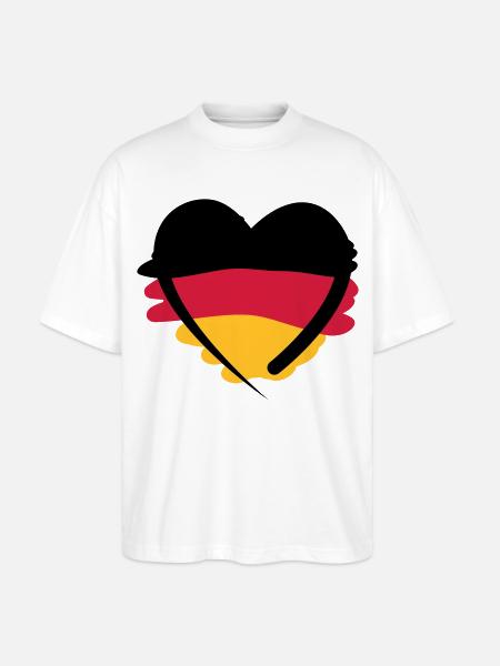 Deutschland Herz - Stanley/Stella Oversized Unisex Bio T-Shirt Blaster 2.0 - Weiß