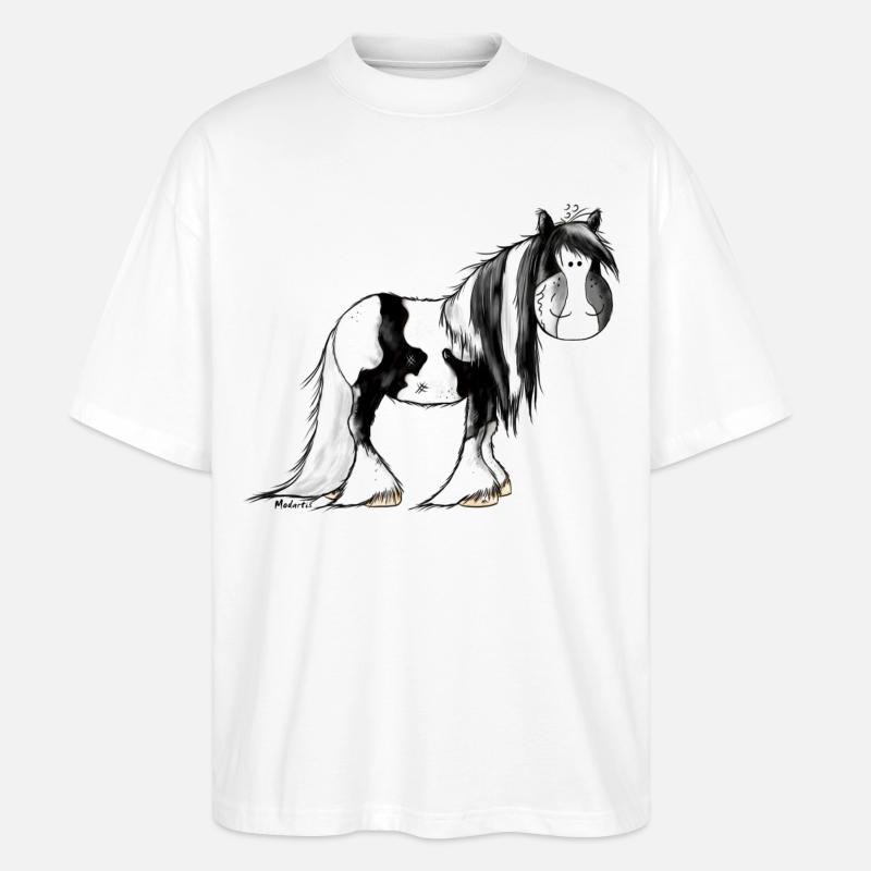 Irish Tinker Pferd - Pinto - Stanley/Stella Oversized Unisex Bio T-Shirt Blaster 2.0 - Weiß