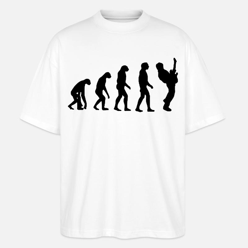 Evolution du guitariste, guitariste, musicien # - T-shirt bio Blaster 2.0 coupe oversize Stanley/Stella Unisexe - blanc