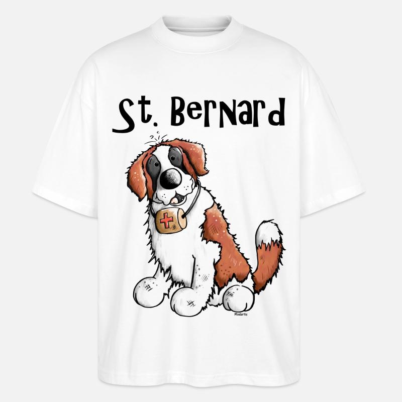 Drolliger Bernhardiner - Hund - Stanley/Stella Oversized Unisex Bio T-Shirt Blaster 2.0 - Weiß