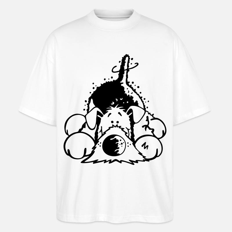 Mignon Airedale Terrier - T-shirt bio Blaster 2.0 coupe oversize Stanley/Stella Unisexe - blanc