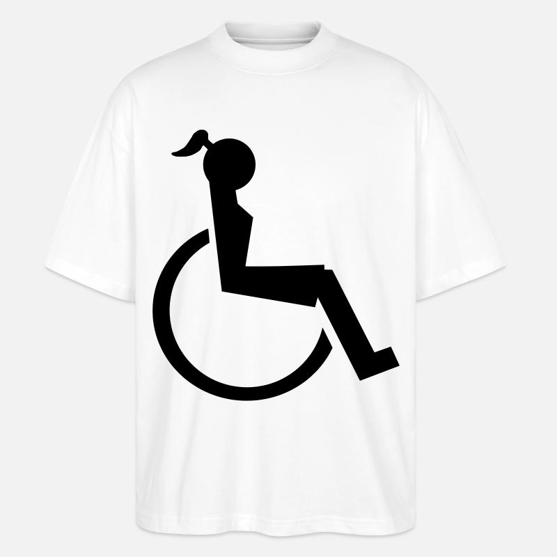 Dame im Rollstuhl Illustration # - Stanley/Stella Oversized Unisex Bio T-Shirt Blaster 2.0 - Weiß