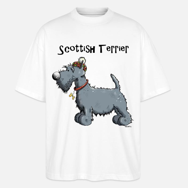 Silvius der Scottish Terrier - Stanley/Stella Oversized Unisex Bio T-Shirt Blaster 2.0 - Weiß