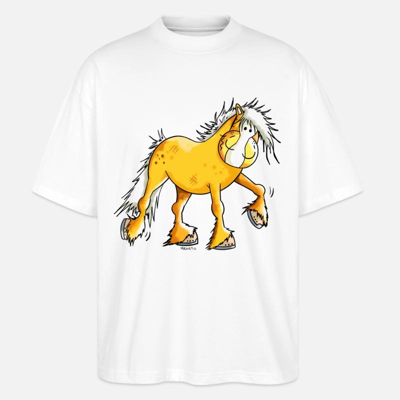 Hera der Haflinger - Stanley/Stella Oversized Unisex Bio T-Shirt Blaster 2.0 - Weiß