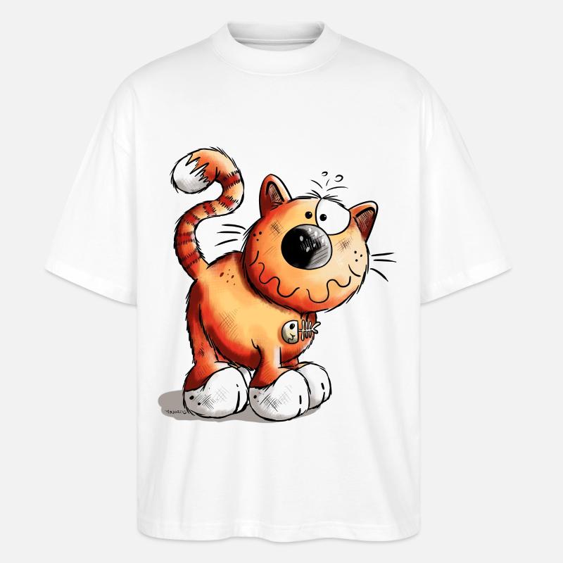 Abenteuerlustige Katze - Stanley/Stella Oversized Unisex Bio T-Shirt Blaster 2.0 - Weiß