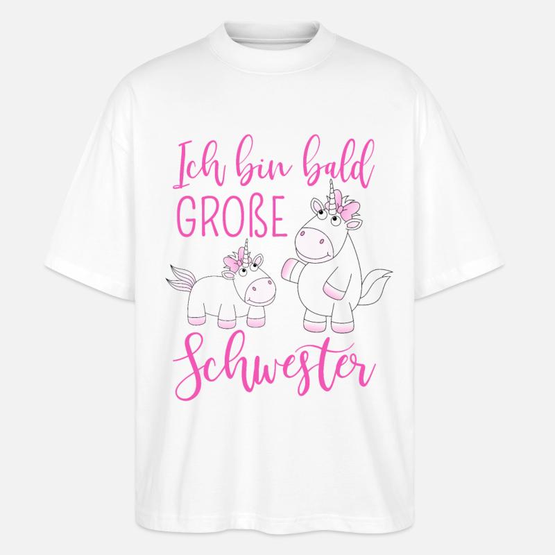 Ich bin bald große Schwester Einhorn - Stanley/Stella Oversized Unisex Bio T-Shirt Blaster 2.0 - Weiß