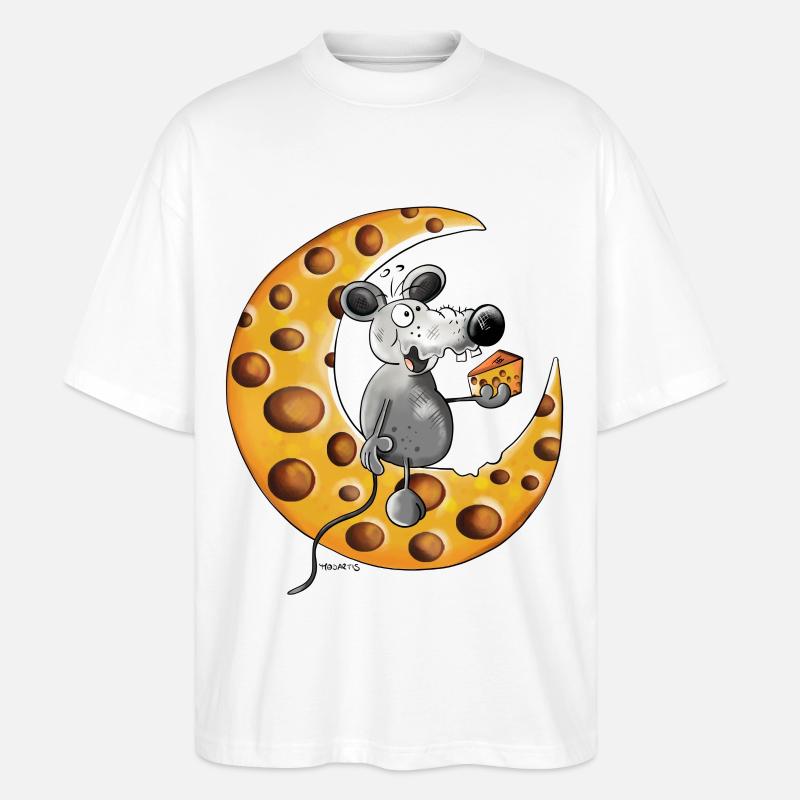 Maus liebt Käse - Stanley/Stella Oversized Unisex Bio T-Shirt Blaster 2.0 - Weiß