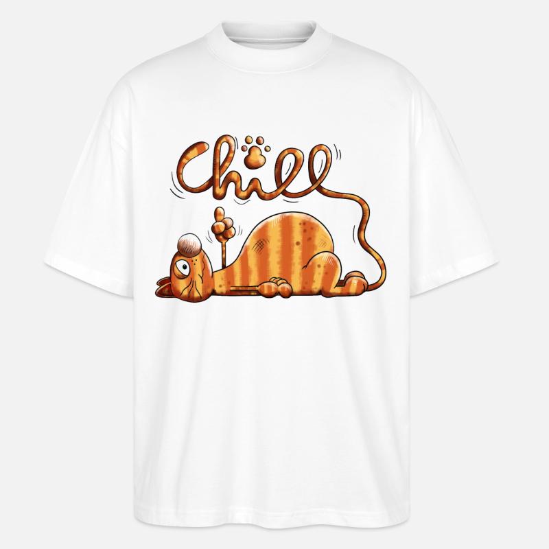 Die Chill Katze - Stanley/Stella Oversized Unisex Bio T-Shirt Blaster 2.0 - Weiß