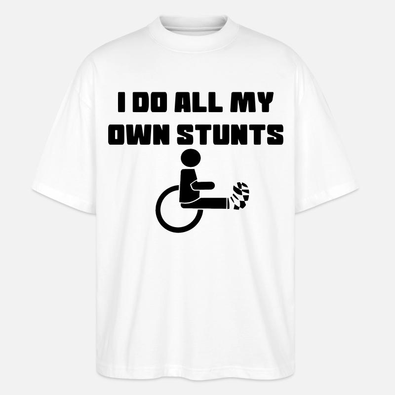Rollstuhlfahrer mit Bein in Gips # - Stanley/Stella Oversized Unisex Bio T-Shirt Blaster 2.0 - Weiß