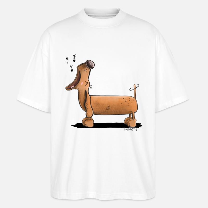 Jaulender Dackel - Dachshund - Comic - Stanley/Stella Oversized Unisex Bio T-Shirt Blaster 2.0 - Weiß