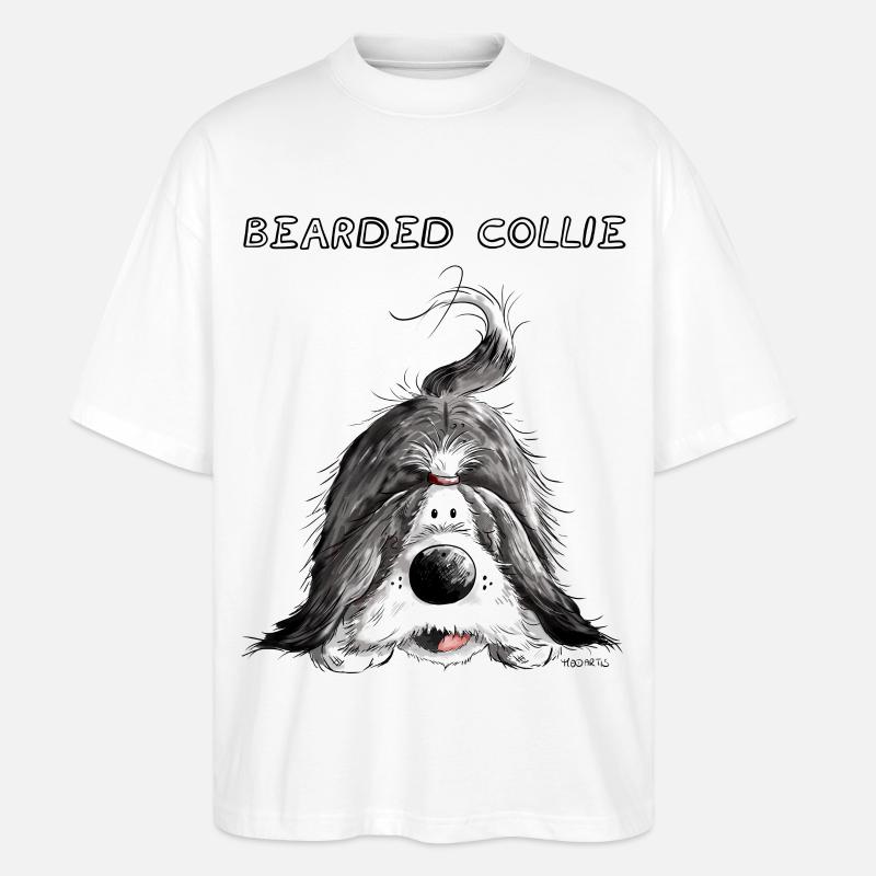 Verspielter Bearded Collie - Stanley/Stella Oversized Unisex Bio T-Shirt Blaster 2.0 - Weiß