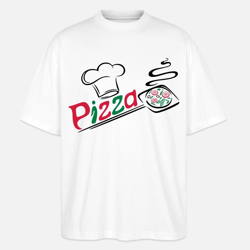 Pizza Bäcker mit Kochmütze, chef hat - Stanley/Stella Oversized Unisex Bio T-Shirt Blaster 2.0 - Weiß